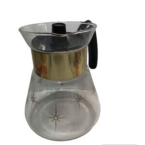 Vintage MCM Pyrex Corning 1960s Atomic Star Burst 4 Cup Coffee Pot Carafe